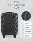 Globetrotter 20" Hardside Rolling Carry-on Stylish Suitcase - BAGSMART
