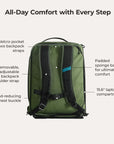 Paz 43L Carry On Travel Duffle Backpack