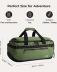 Paz 43L Carry On Travel Duffle Backpack