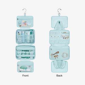 Hook Travel Toiletry Bag with Segmented Hanging Storage- Light Blue