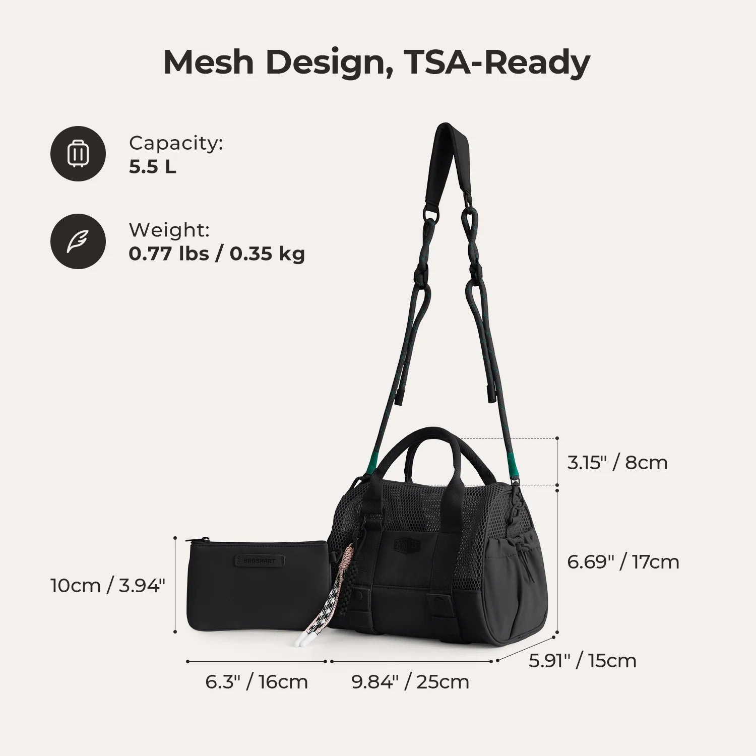 REIKI 5,5 l Mesh-Mini-Reisetasche 
