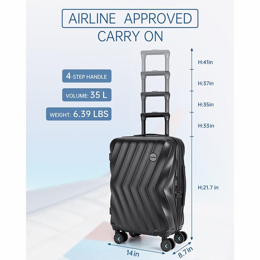 Globetrotter 20" Hardside Rolling Carry-on Stylish Suitcase - BAGSMART