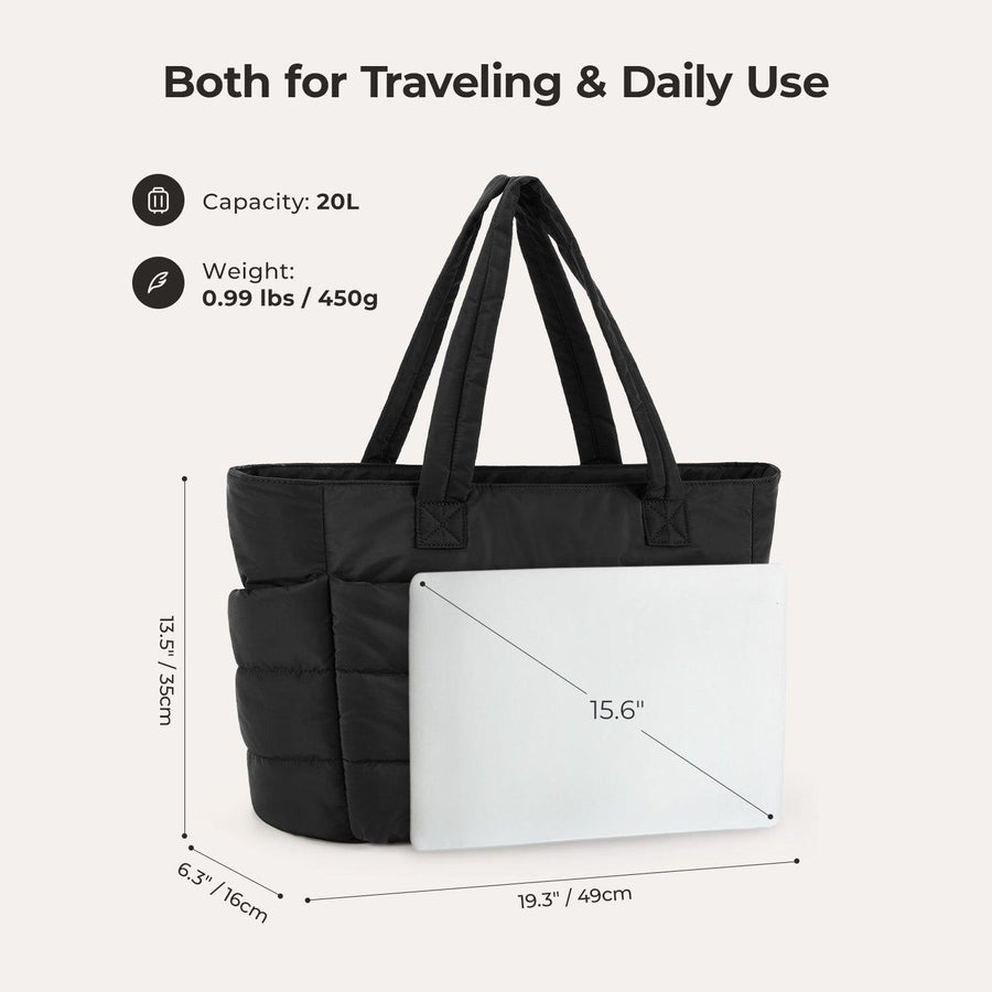 BagSmart 20L Bag Puffy Tote con compartimento para computadora portátil de 15.6 "