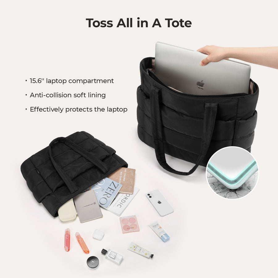 BagSmart 20L Bag Puffy Tote con compartimento para computadora portátil de 15.6 "