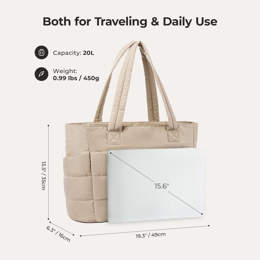 BagSmart 20L Bag Puffy Tote con compartimento para computadora portátil de 15.6 "