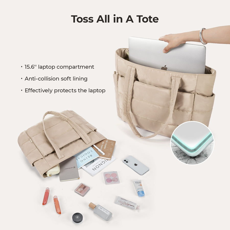 BagSmart 20L Bag Puffy Tote con compartimento para computadora portátil de 15.6 "