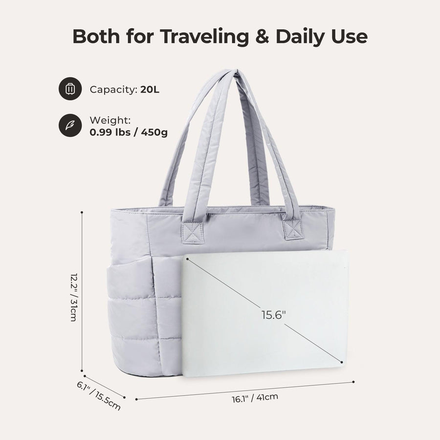 BagSmart 20L Bag Puffy Tote con compartimento para computadora portátil de 15.6 "