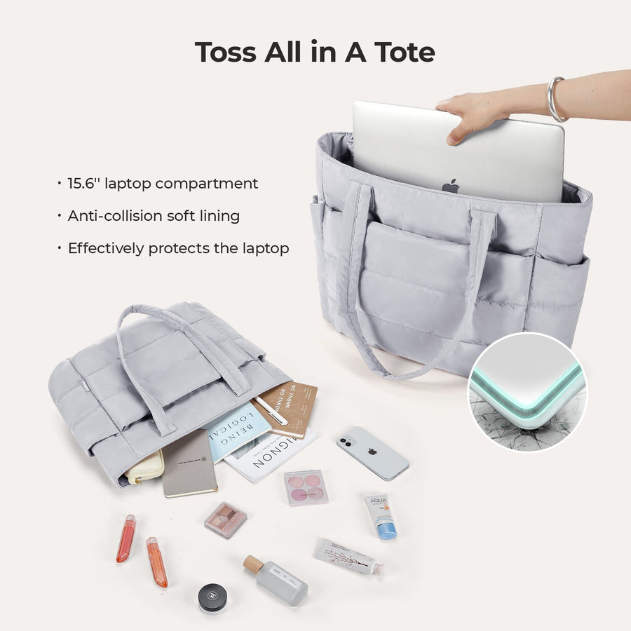 BagSmart 20L Bag Puffy Tote con compartimento para computadora portátil de 15.6 "