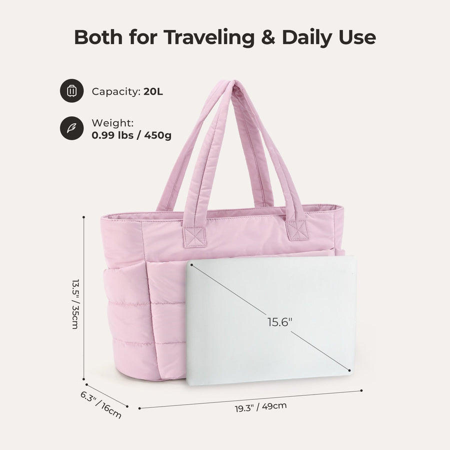 BagSmart 20L Bag Puffy Tote con compartimento para computadora portátil de 15.6 "
