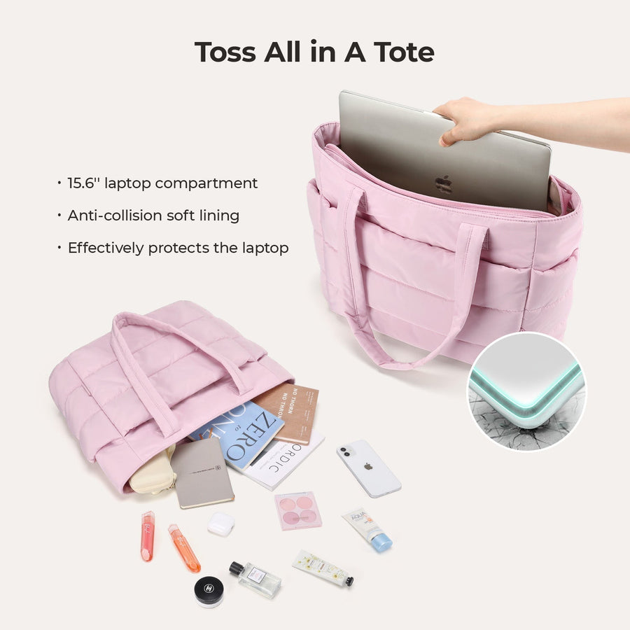 BagSmart 20L Bag Puffy Tote con compartimento para computadora portátil de 15.6 "