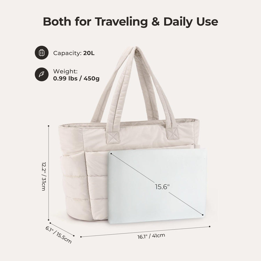 BagSmart 20L Bag Puffy Tote con compartimento para computadora portátil de 15.6 "