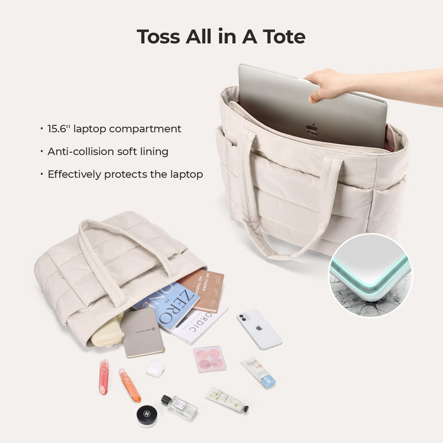 BagSmart 20L Bag Puffy Tote con compartimento para computadora portátil de 15.6 "