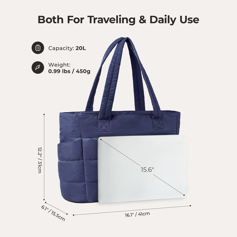 BagSmart 20L Bag Puffy Tote con compartimento para computadora portátil de 15.6 "