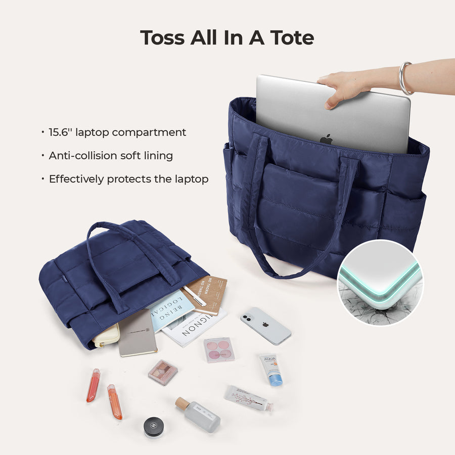 BagSmart 20L Bag Puffy Tote con compartimento para computadora portátil de 15.6 "