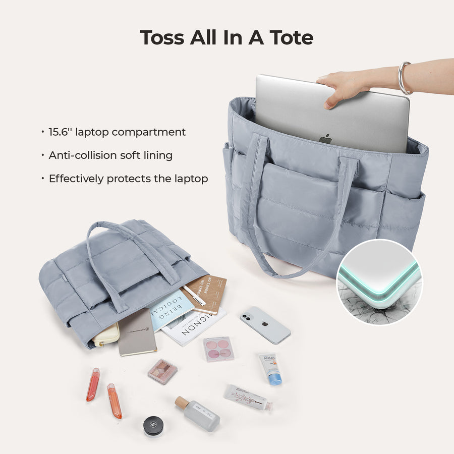 BagSmart 20L Bag Puffy Tote con compartimento para computadora portátil de 15.6 "
