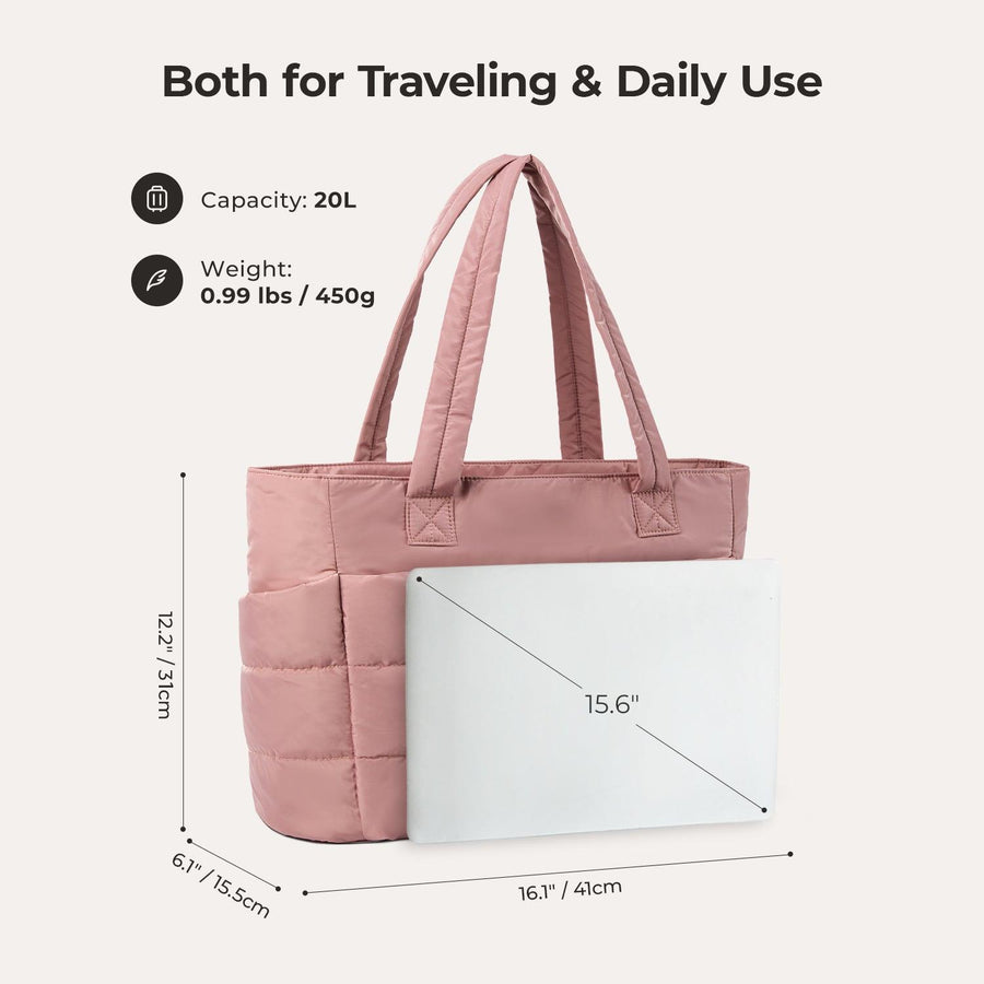 BagSmart 20L Bag Puffy Tote con compartimento para computadora portátil de 15.6 "