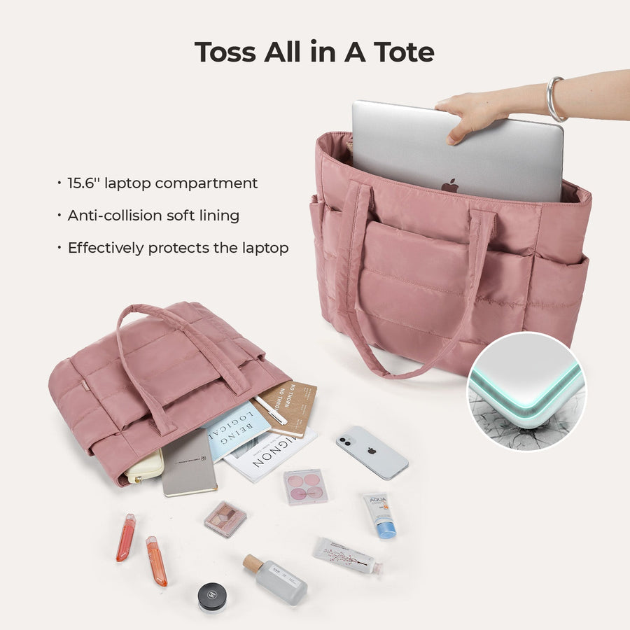 BagSmart 20L Bag Puffy Tote con compartimento para computadora portátil de 15.6 "