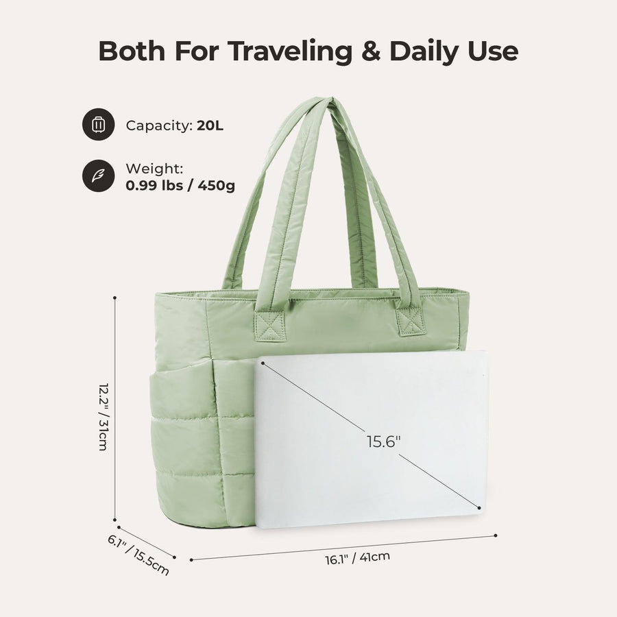 BagSmart 20L Bag Puffy Tote con compartimento para computadora portátil de 15.6 "