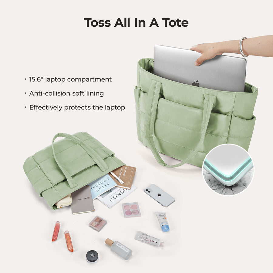 BagSmart 20L Bag Puffy Tote con compartimento para computadora portátil de 15.6 "
