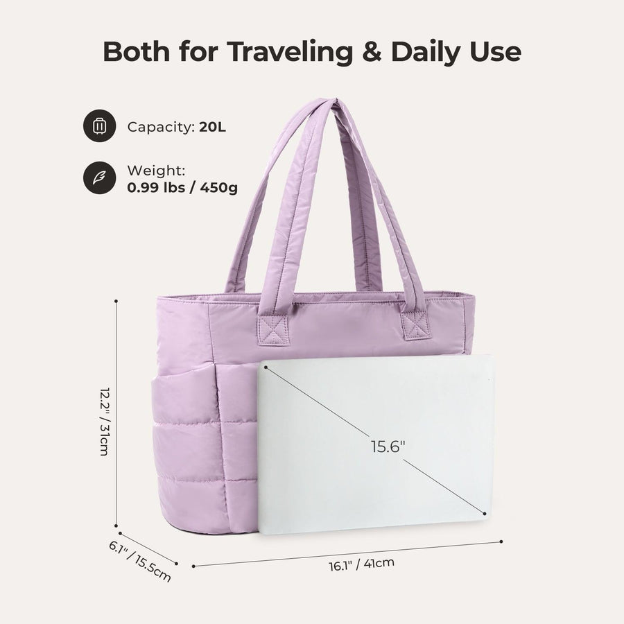 BagSmart 20L Bag Puffy Tote con compartimento para computadora portátil de 15.6 "
