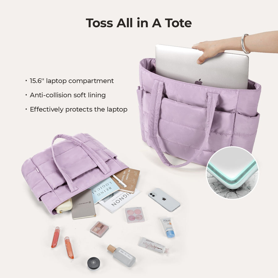 BagSmart 20L Bag Puffy Tote con compartimento para computadora portátil de 15.6 "