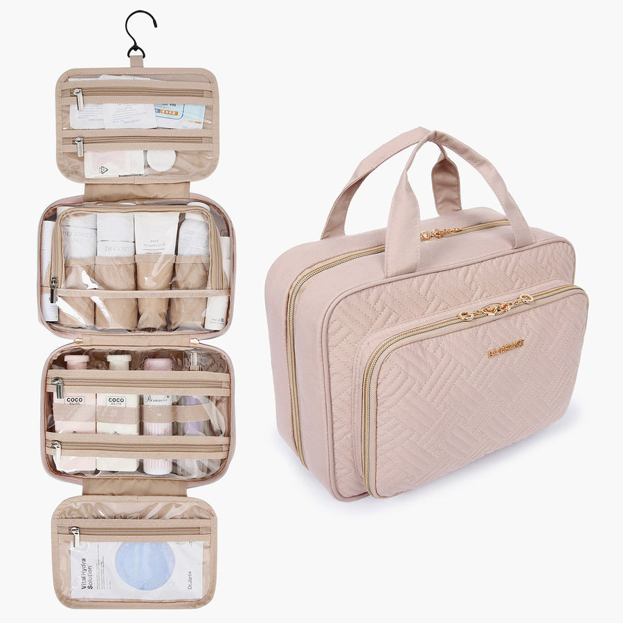 Hanging Toiletry bag Full Sized Toiletries in Pink-Bagsmart