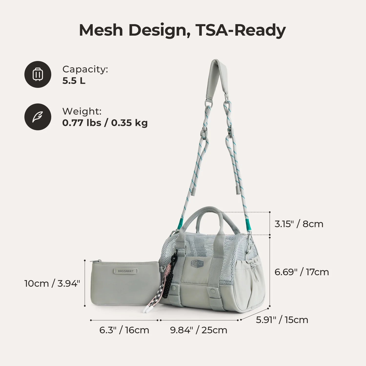 REIKI 5,5 l Mesh-Mini-Reisetasche 