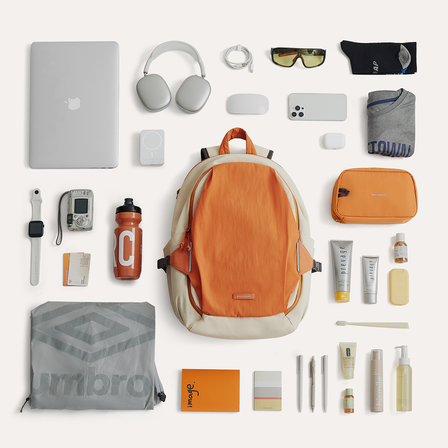 Soar_25L_Clamshell_travel_Backpack_Set_Orange_with_large_storage