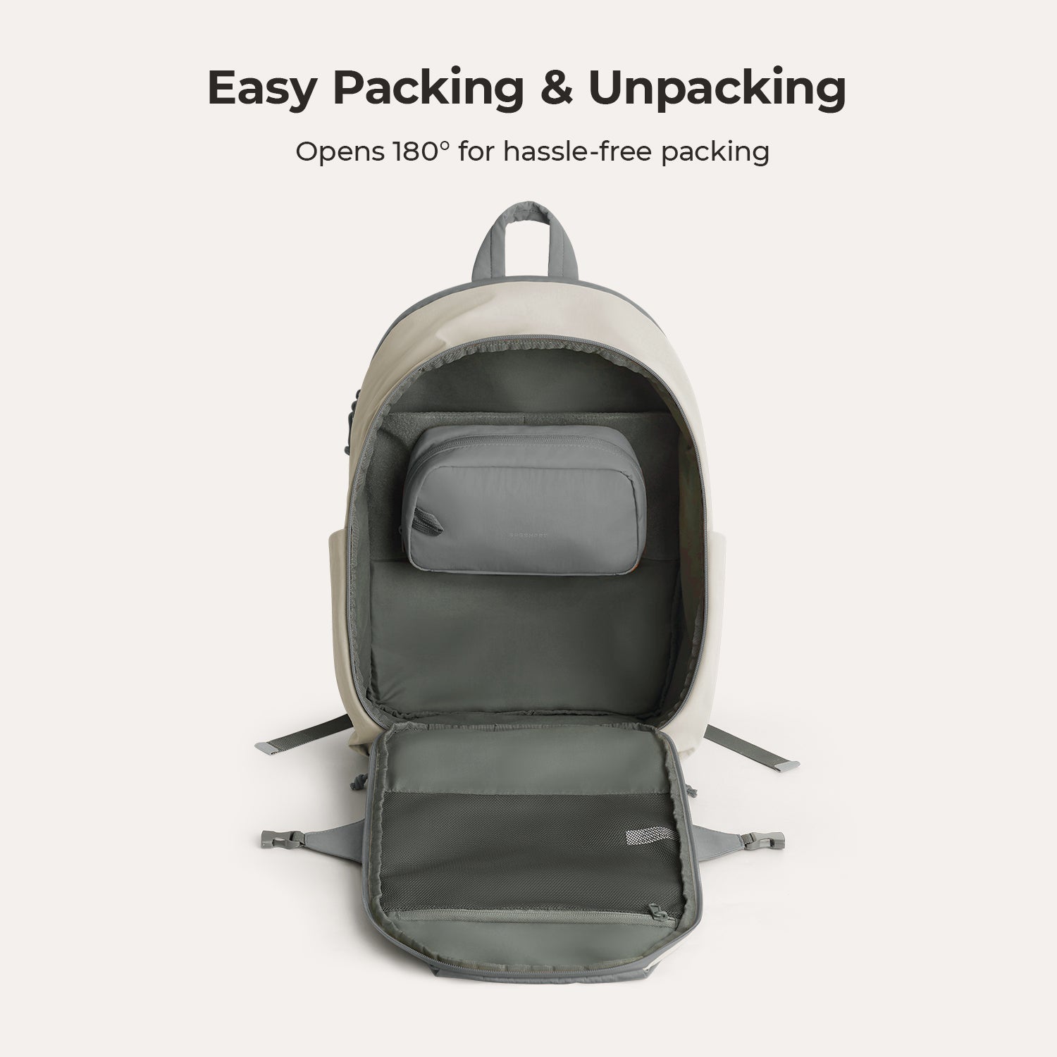 Soar_25L_Clamshell_travel_Backpack_Set_gray_with_180__open  gray