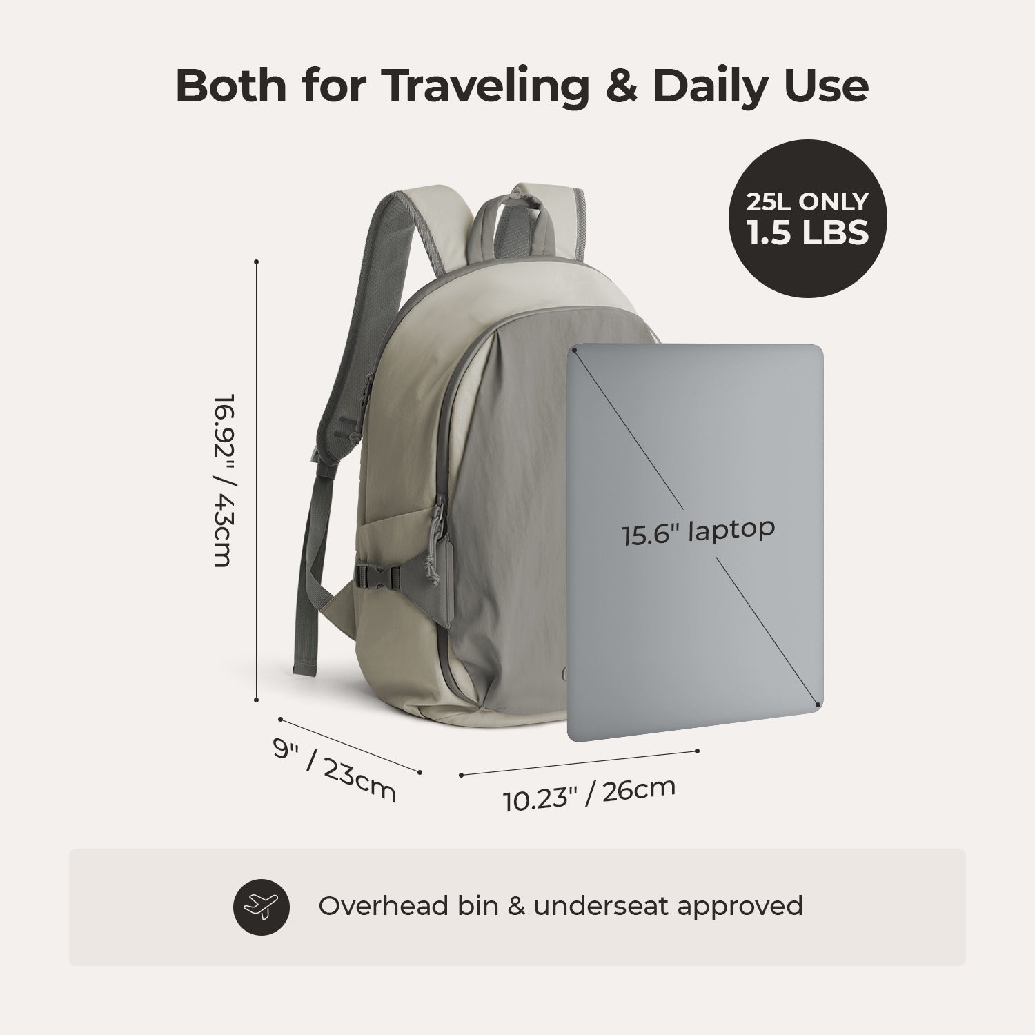 Soar_25L_Clamshell_travel_Backpack_Set_gray_with__15.6_laptop_compartment  gray