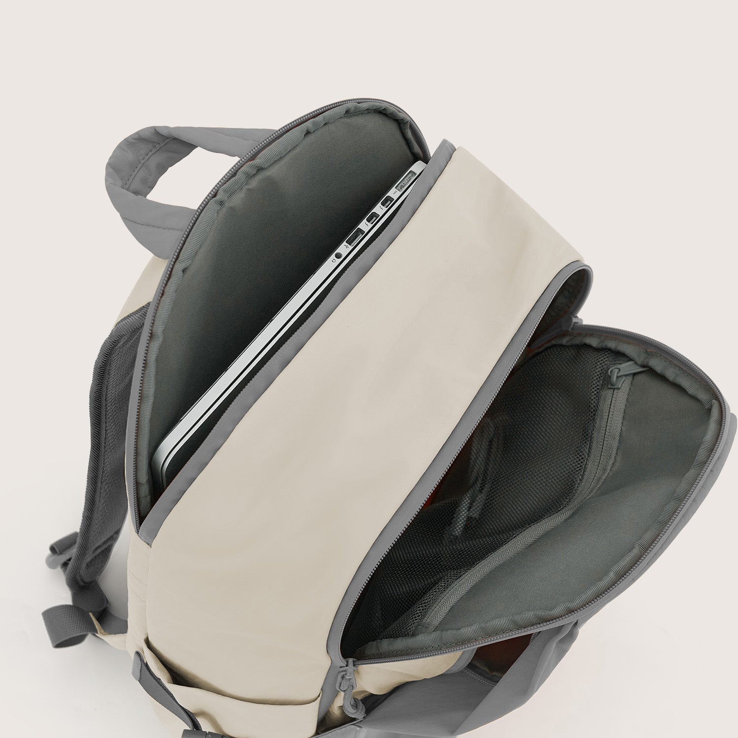 Soar_25L_Clamshell_travel_Backpack_Set_gray_with_laptop_compartment  gray