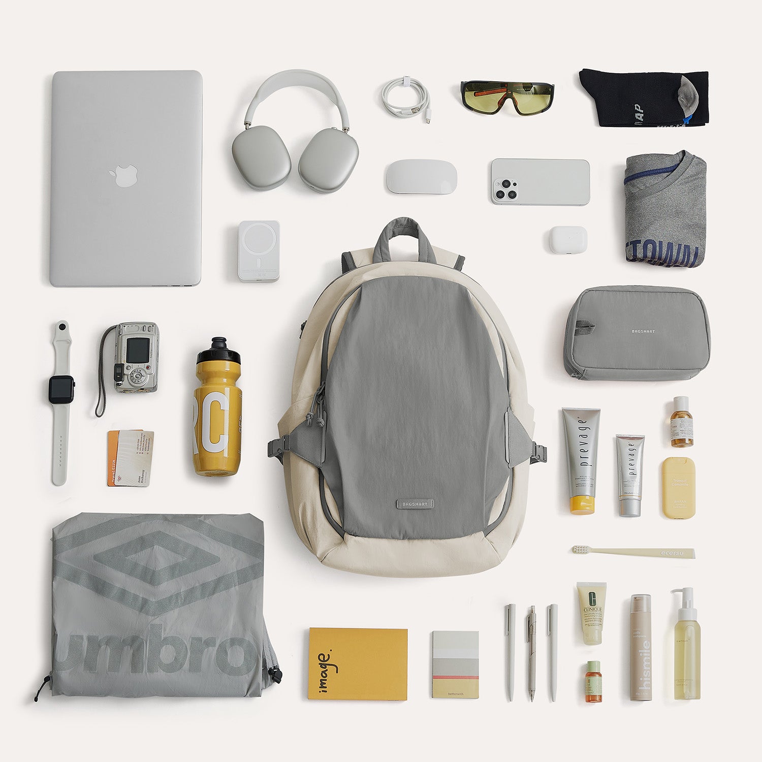 Soar_25L_Clamshell_travel_Backpack_Set_gray_with_large_storage  gray